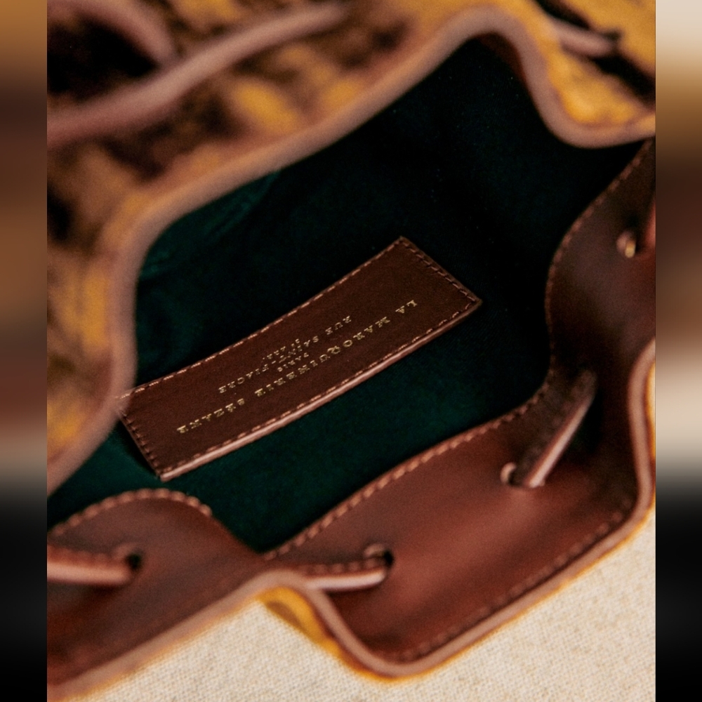 Sezane Farrow Camel Velvet Micro Bucket Bag - Picture 4 of 5